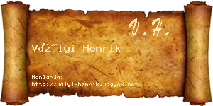 Vályi Henrik névjegykártya